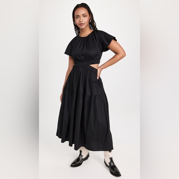 NWT MINKPINK ALLEGRA CUTOUT MIDI DRESS FLUTTER SLEEVES IN BLACK SIZE XXL - Picture 6 of 16